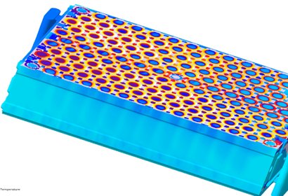 Temperature spread inside one battery module CFD simulation